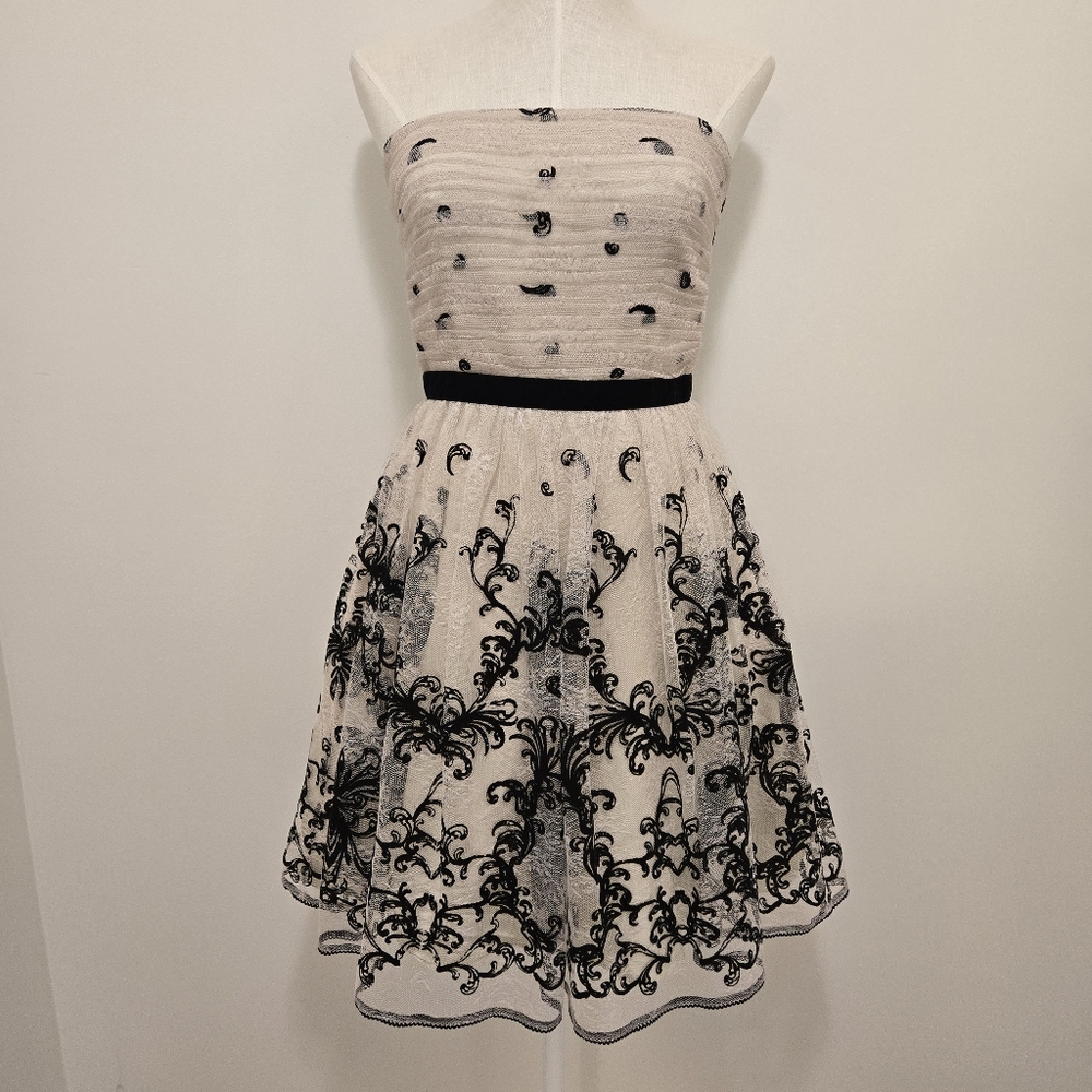 Adrianna Papell‎ Embroidered Tulle Dress Size 8